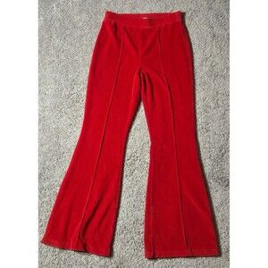 Aerie Groove-on Rib Velour Flare Pants Red Orange size Medium Long Tall